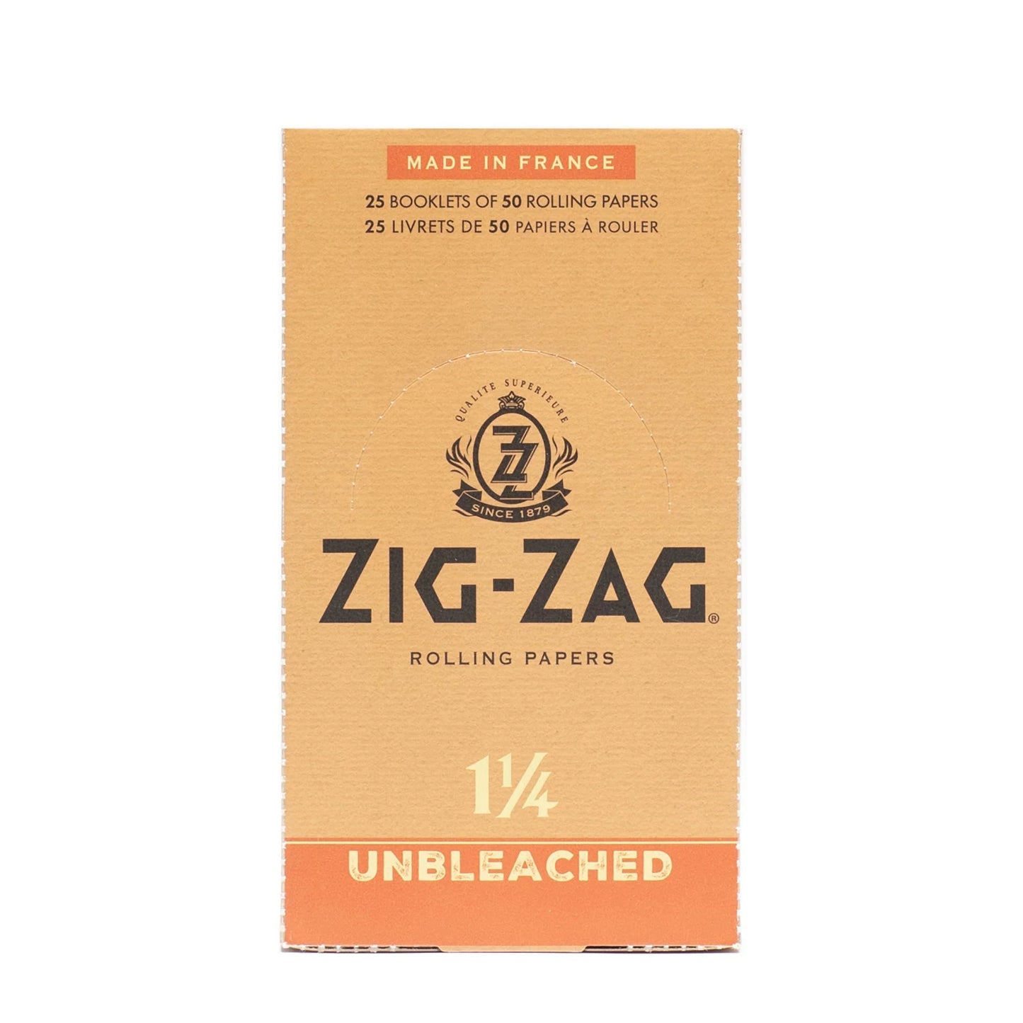 Zig Zag Unbleached Slow Burning Rolling Papers | Size: 1 1/4 | 25 Pack Box