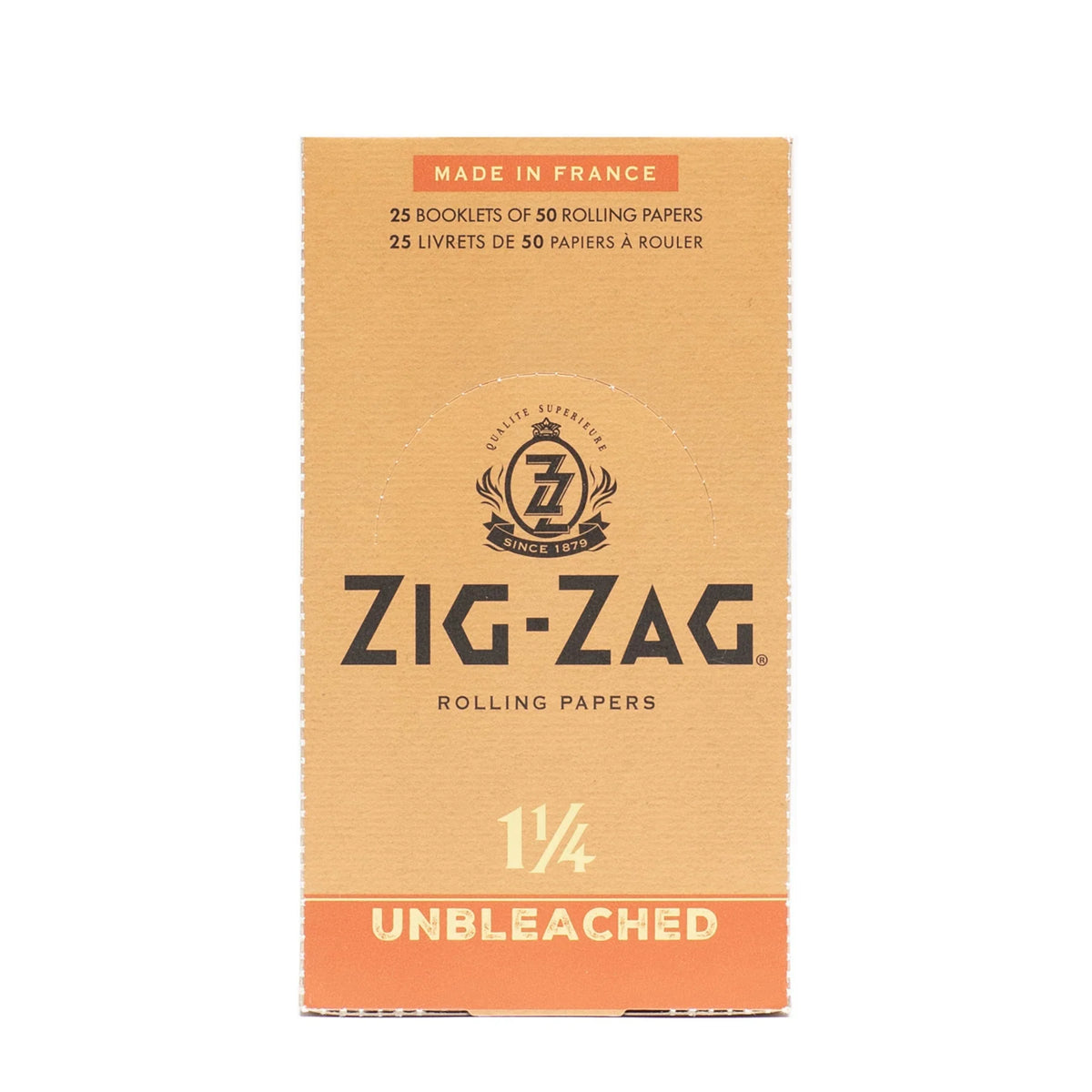 Zig Zag Unbleached Slow Burning Rolling Papers | Size: 1 1/4 | 25 Pack Box