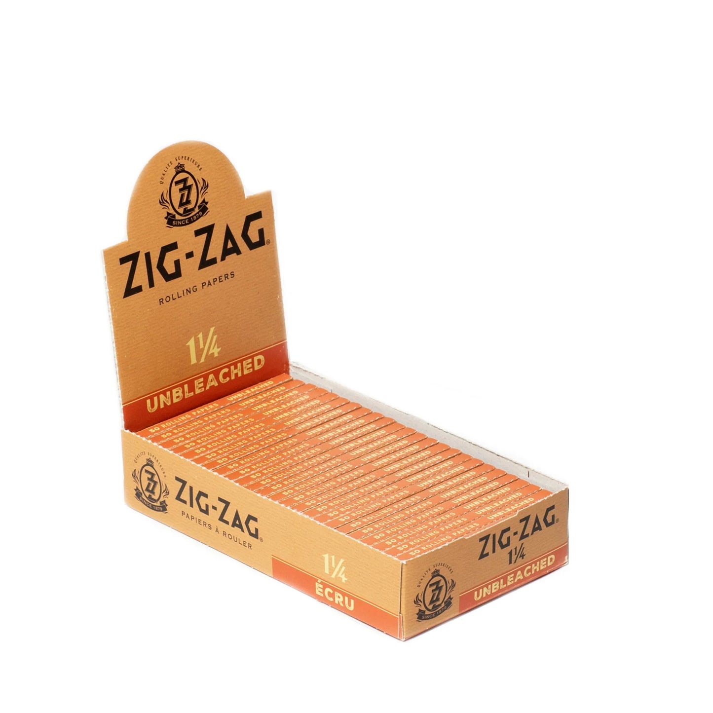 Zig Zag Unbleached Slow Burning Rolling Papers | Size: 1 1/4 | 25 Pack Box