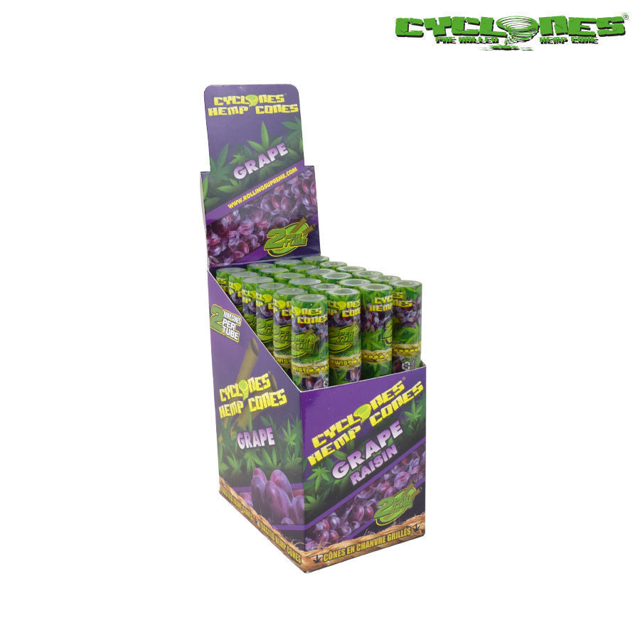Cyclones Pre-Rolled Hemp Cones | Grape Flavour | 48 Cone Box