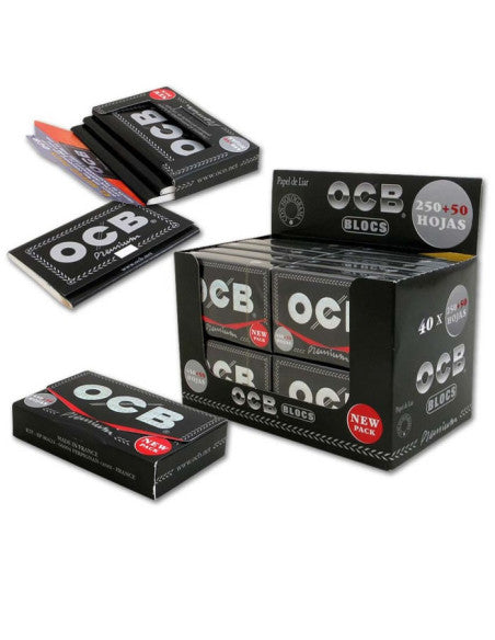 OCB Premium Black Rolling Papers | Size: 1 1/4 | 300's | 40 Pack Case