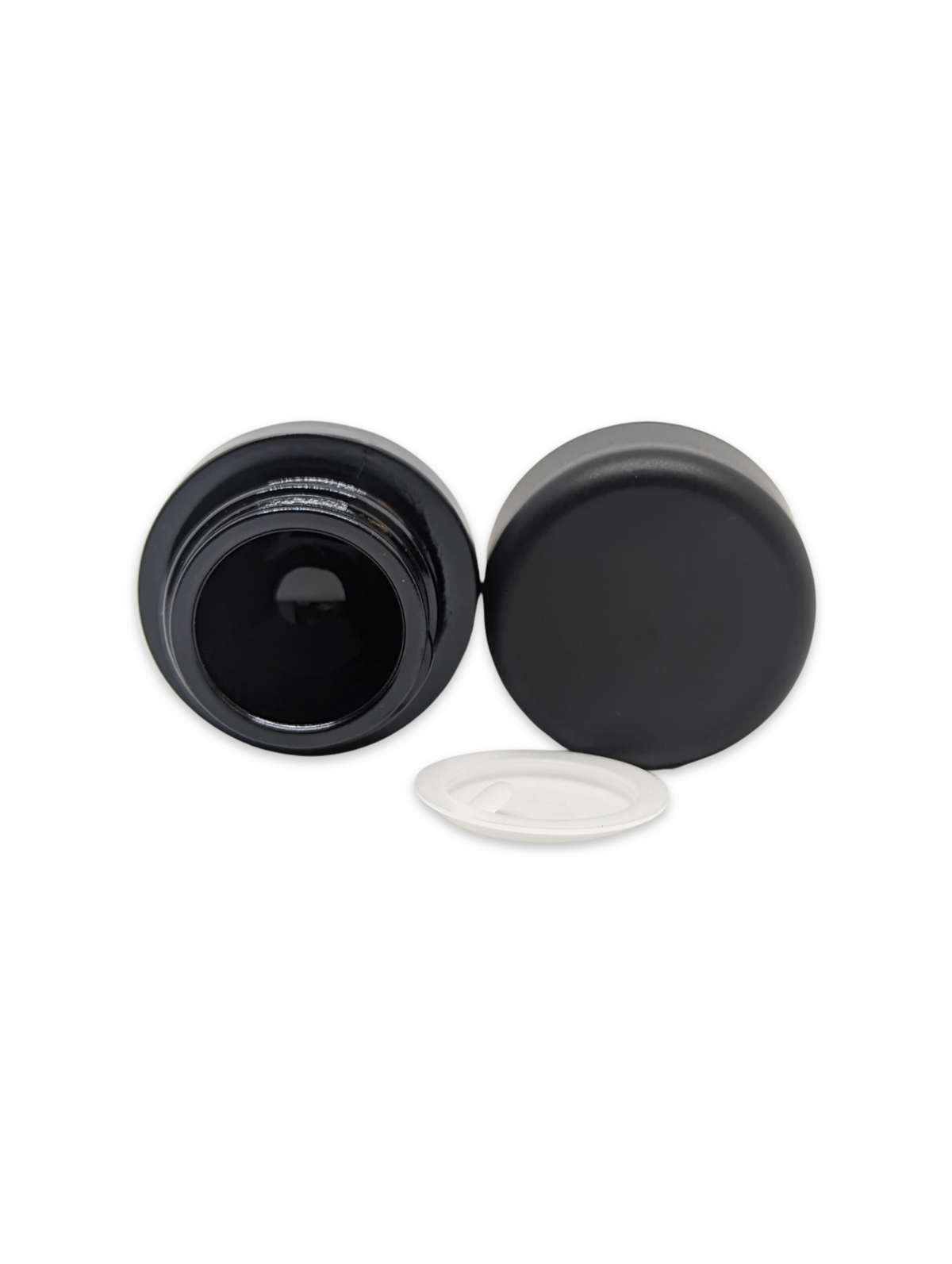 5ml Round Glass Shoulderless Screw Top Jars | Child Resistant Lid | Black Glass, Black Lid | 100pc Carton