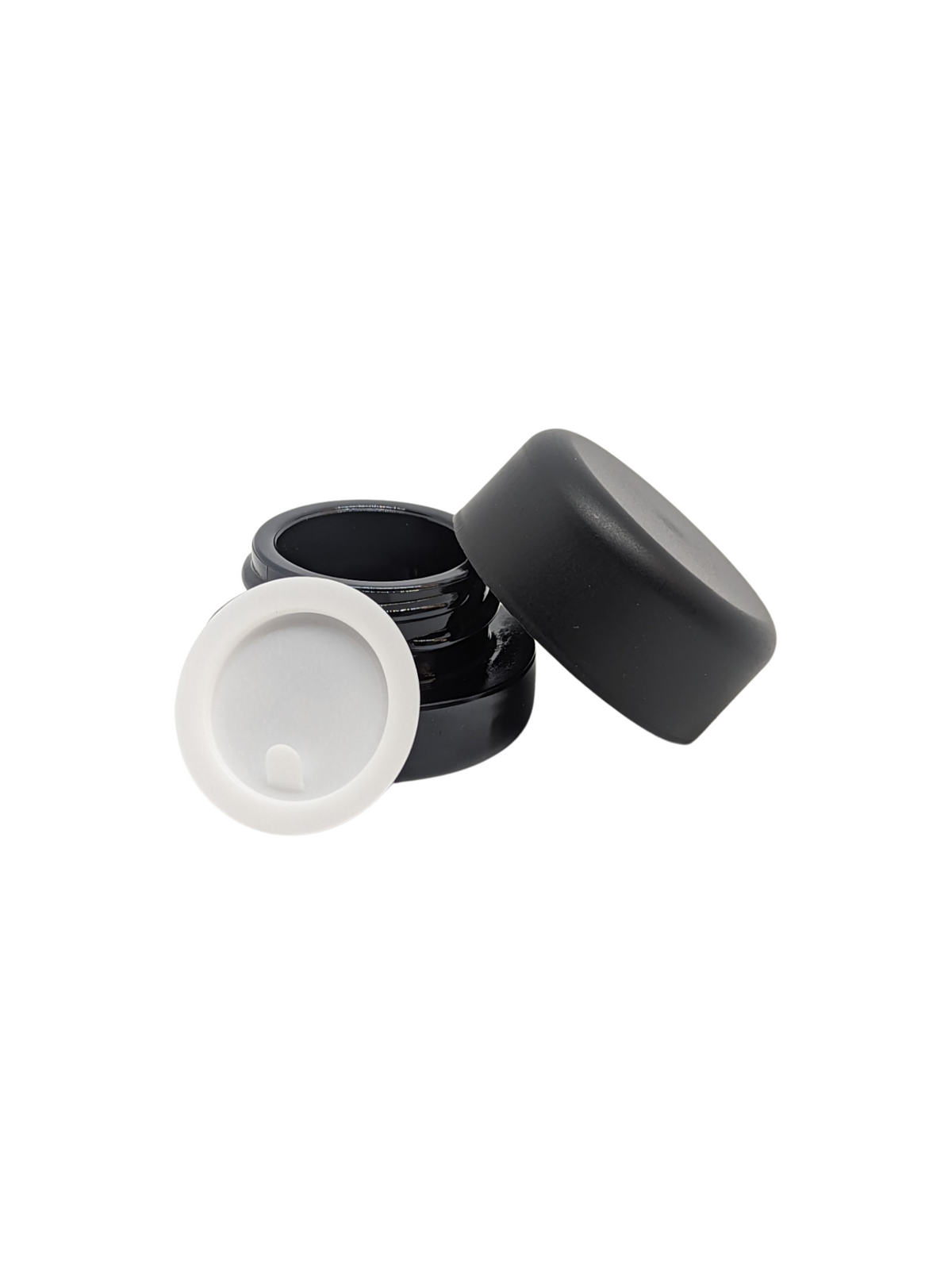 5ml Round Glass Shoulderless Screw Top Jars | Child Resistant Lid | Black Glass, Black Lid | 100pc Carton