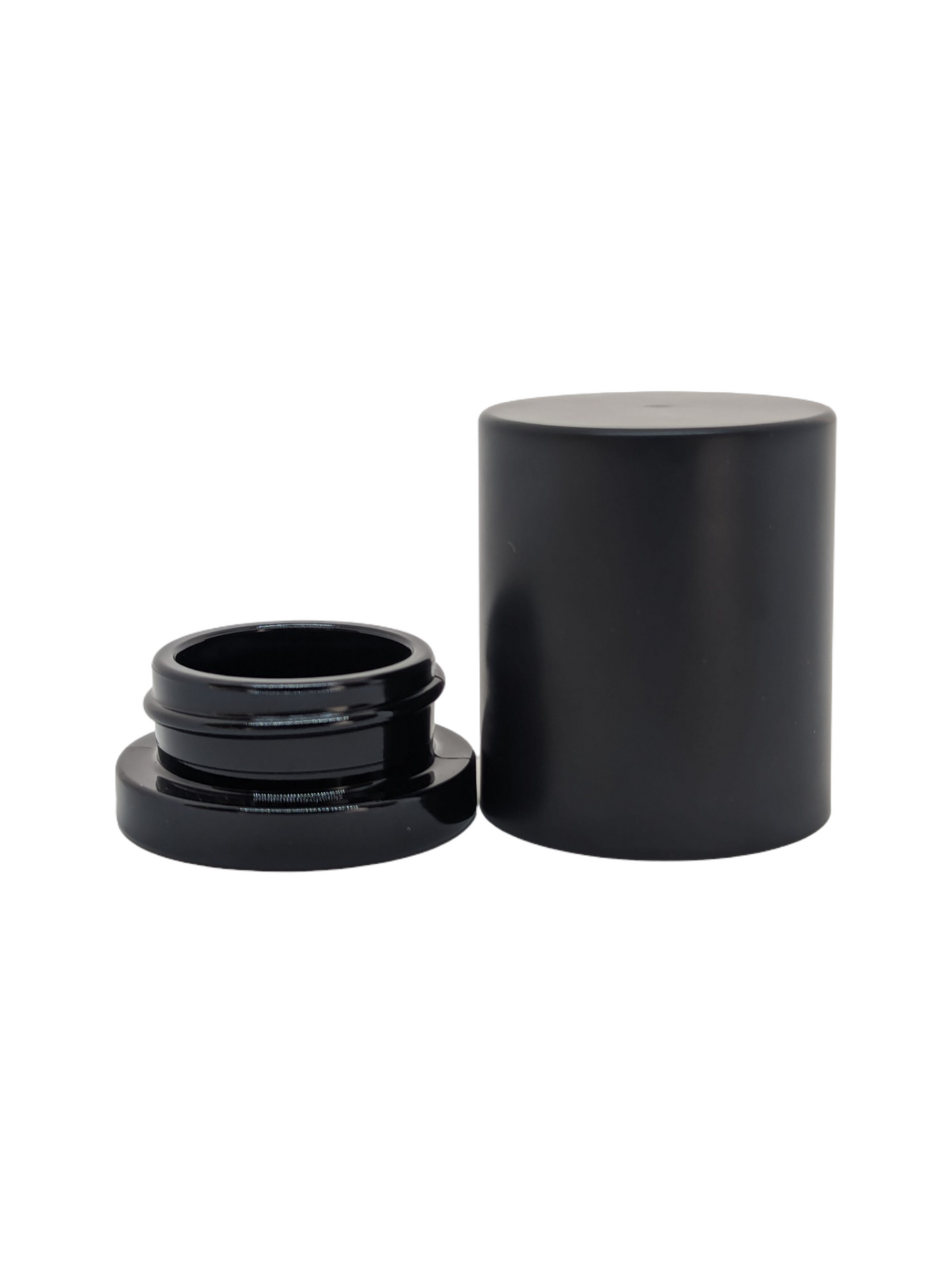 THE ROGUE | 9ml Round Glass Tall Shoulderless Screw Top Jars | Child Resistant Lid | Black Glass, Tall Black Lid | 250pc Carton