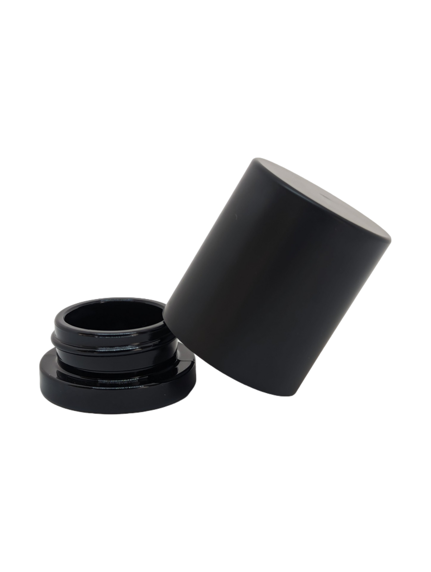 THE ROGUE | 9ml Round Glass Tall Shoulderless Screw Top Jars | Child Resistant Lid | Black Glass, Tall Black Lid | 250pc Carton