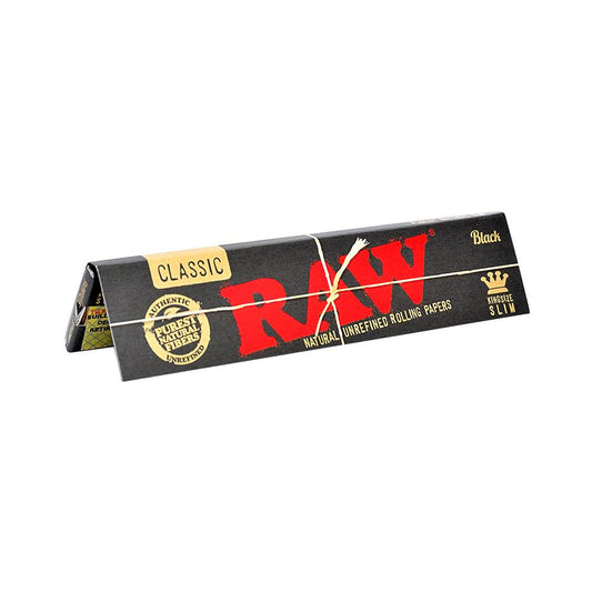 RAW Black King Size Slim Rolling Papers | 50 Pack Box