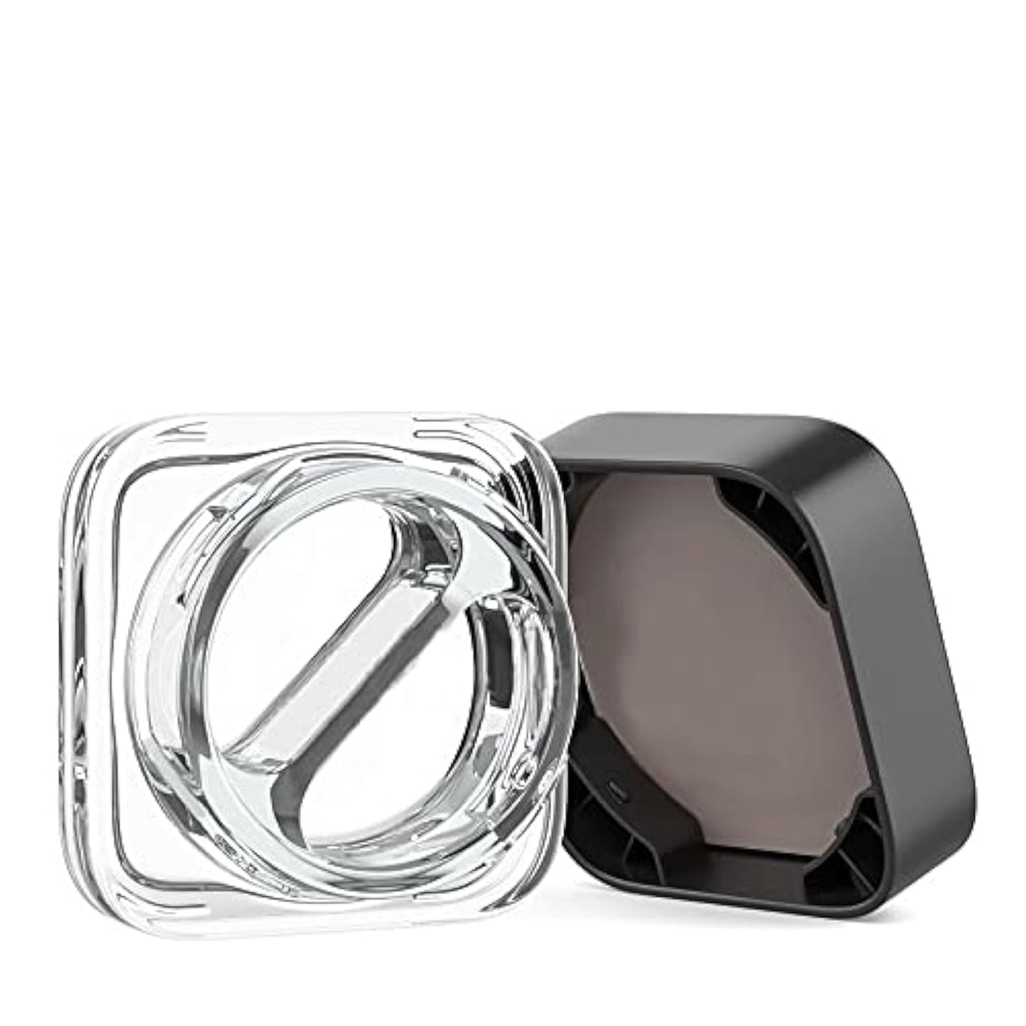 9 ml Dual Compartment Cube Glass Shoulderless Screw Top Jars | w/ Child Resistant Lid | Clear Glass, Black Lid | 100pc Carton