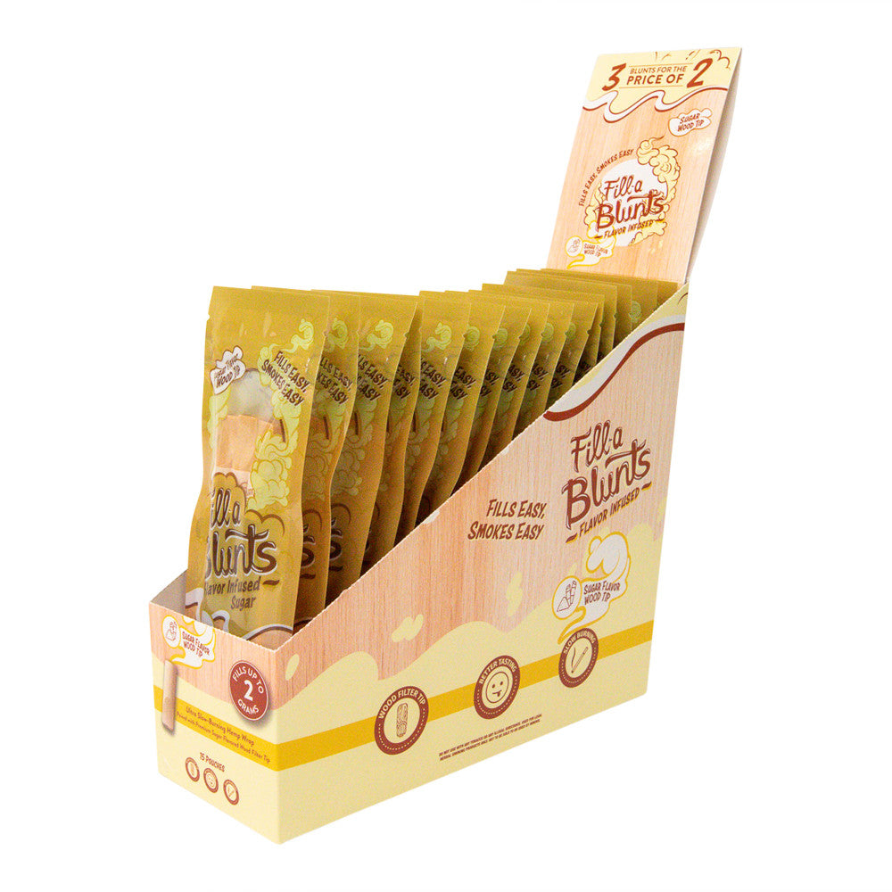 Fill-a Blunts | 2 Gram | Fatty Size | Pre Rolled Hemp Wrap Blunt Tubes | Sugar Flavor Wood Filter Tips | 15 Pack Box