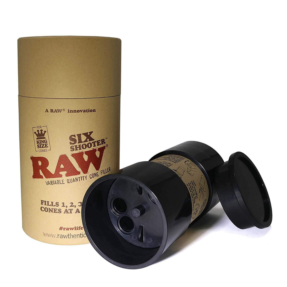 RAW Six Shooter | King Size Variable Quantity Cone Filler Device | Fills 1,2,3, or 6 Cones at a Time!