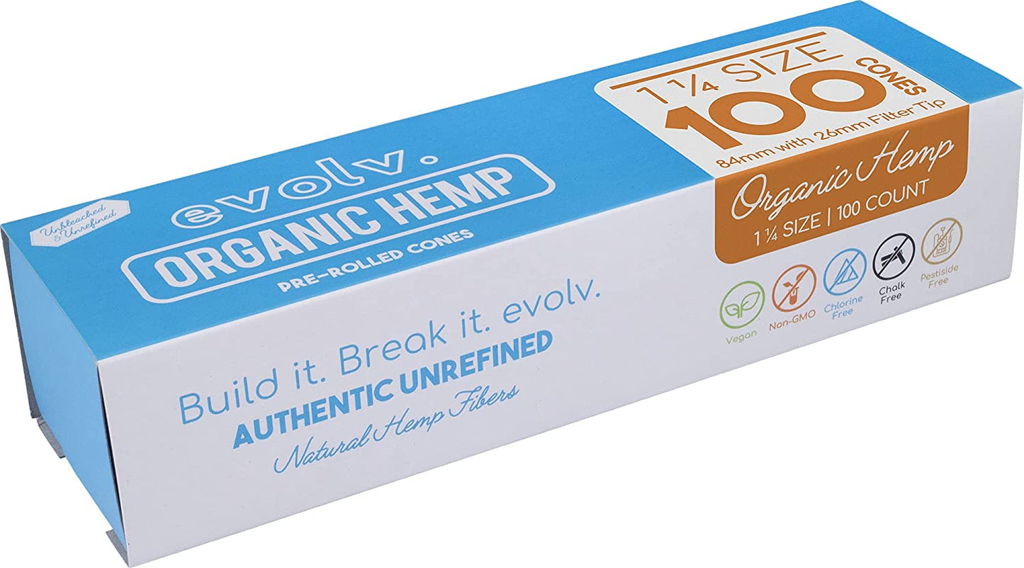 EVOLV Organic Hemp Pre-Rolled Cones 1 1/4 | 100/Pack