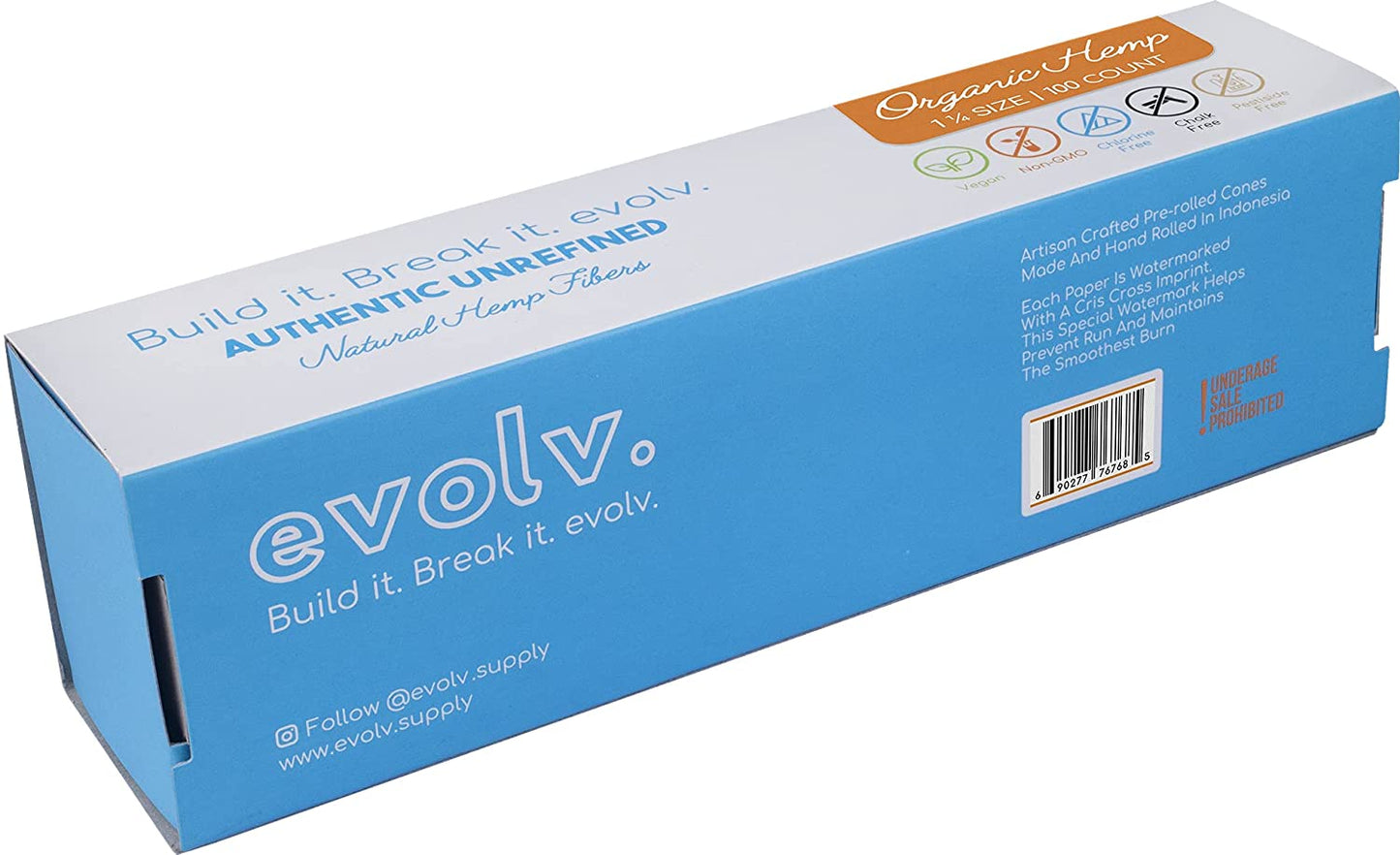 EVOLV Organic Hemp Pre-Rolled Cones 1 1/4 | 100/Pack