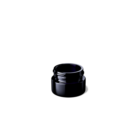 5ml MIRON Violetglass Round Glass Standard Screw Top Jars | Violet Glass, Semi-Gloss Black Lid | 95pc Case