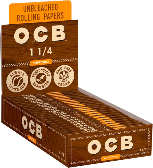 OCB Virgin Unbleached Rolling Papers | Size: 1 1/4 | 300's | 40 Pack Case