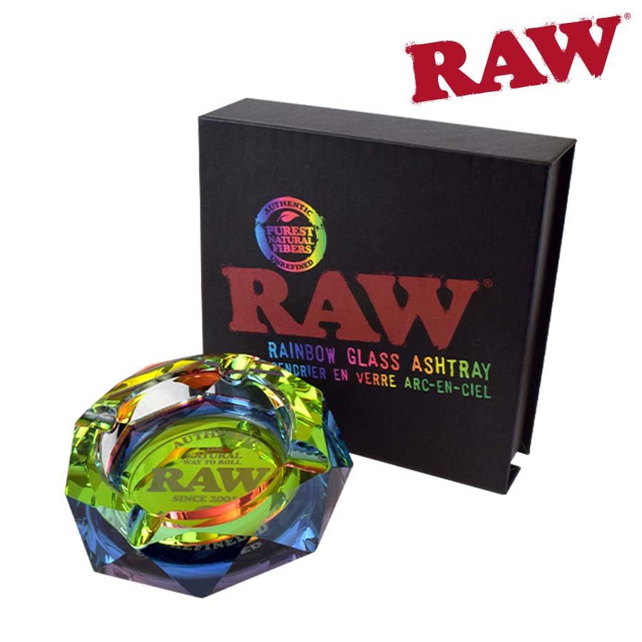 Side view of RAW Prism Rainbow Glass Ashtray