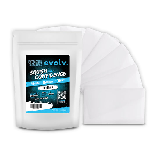 EVOLV Rosin Press Bags | 3" x 6" | 15u Micron | 100pc Pack