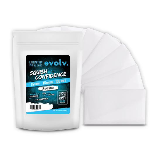 EVOLV Rosin Press Bags | 2" x 4.5" | 15u Micron | 100pc Pack