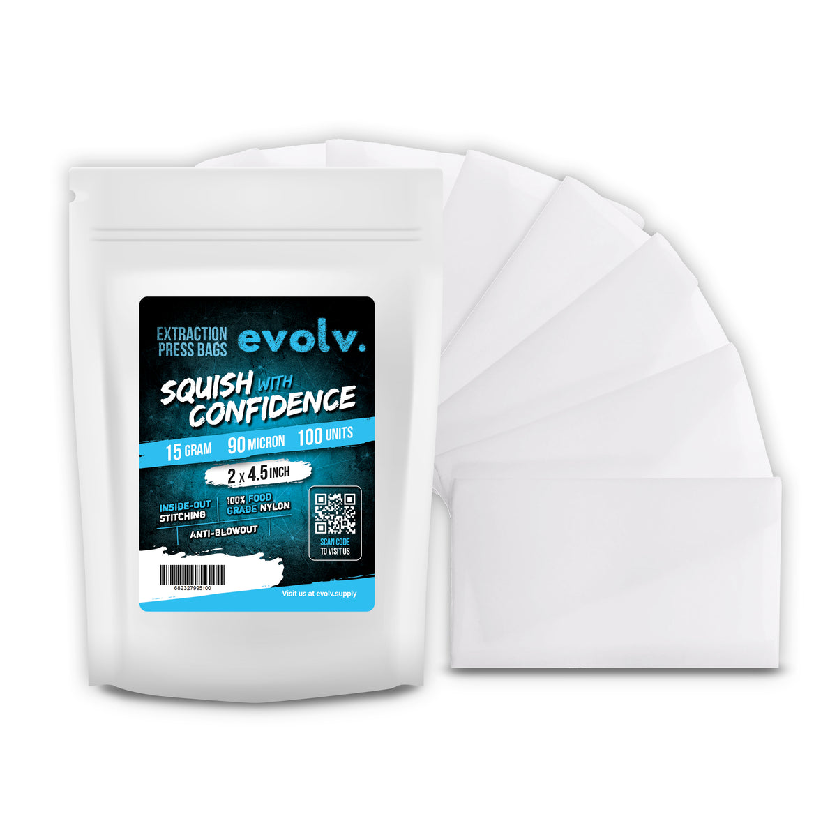 EVOLV Rosin Press Bags | 2" x 4.5" | 90u Micron | 100pc Pack