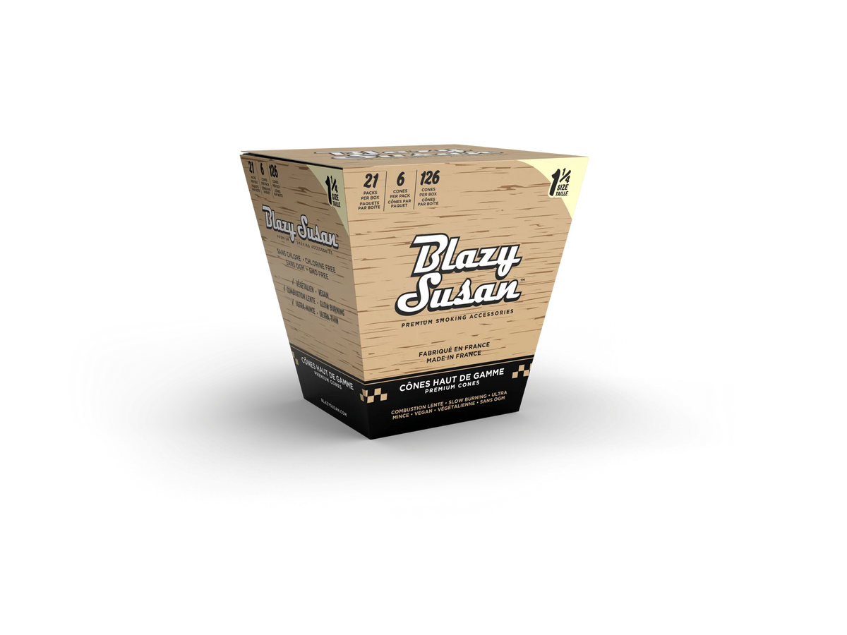 Blazy Susan | Pre-Rolled Unbleached 1 1/4 Size Cones | 6 Cones Pack | 21 pack Box