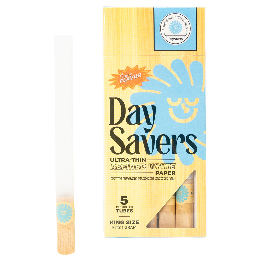DaySavers | 1 Gram | King Size Pre-Rolled Tubes | Sugar Flavor Wood Filter Tips | 20 Pack Box