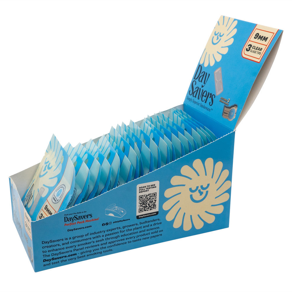 DaySavers | Glass Filter Tips | 9mm | 20 Pack Box