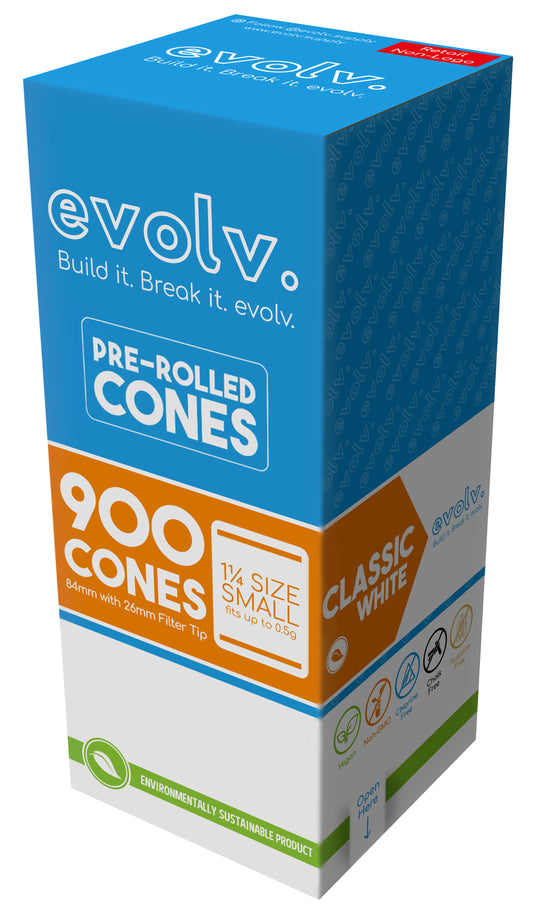 EVOLV Classic White Pre-Rolled Cones 1 1/4 | 900/Pack