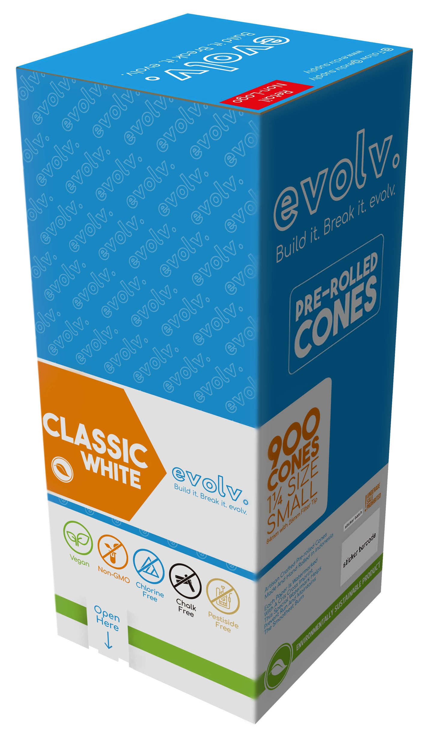 EVOLV Classic White Pre-Rolled Cones 1 1/4 | 900/Pack