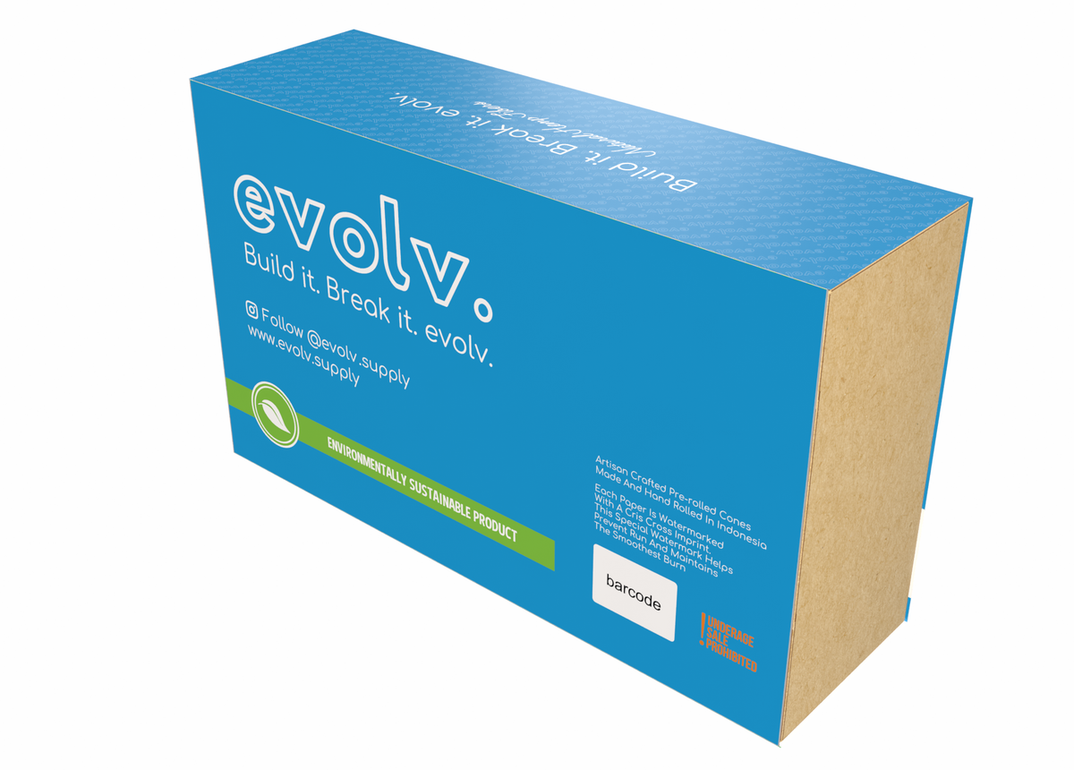 EVOLV Organic Hemp Pre-Rolled Cones | Queen Size: 109mm/40mm | Slender | 800/Pack