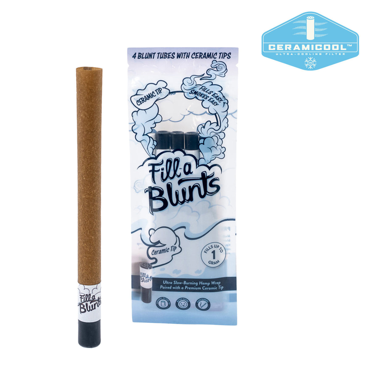 Fill-a Blunts | 1 Gram | King Size Pre-Rolled Blunt Tubes | Ceramic Filter Tips | 15 Pack Box