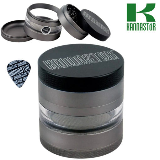 KANNASTÖR Solid Top & Jar Body Grinder | 4 Piece | 2.5" Gunmetal