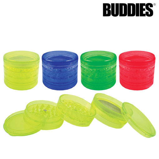 Buddies Plastic Magnetic 5pc Grinder w/ Screen | 2.5" | 8 Pack Box