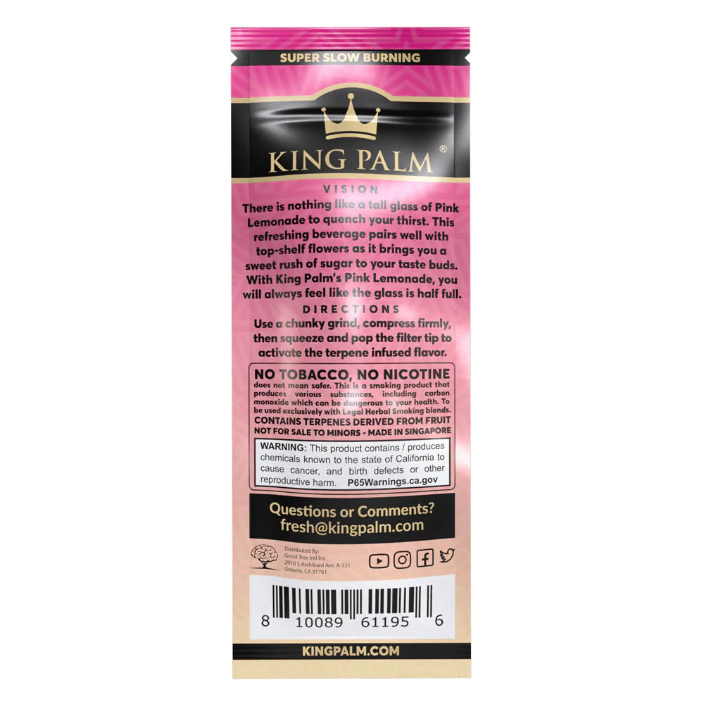 King Palm Wraps | Mini Pre-Rolled Cones | Pink Lemonade | 20 Pack Box