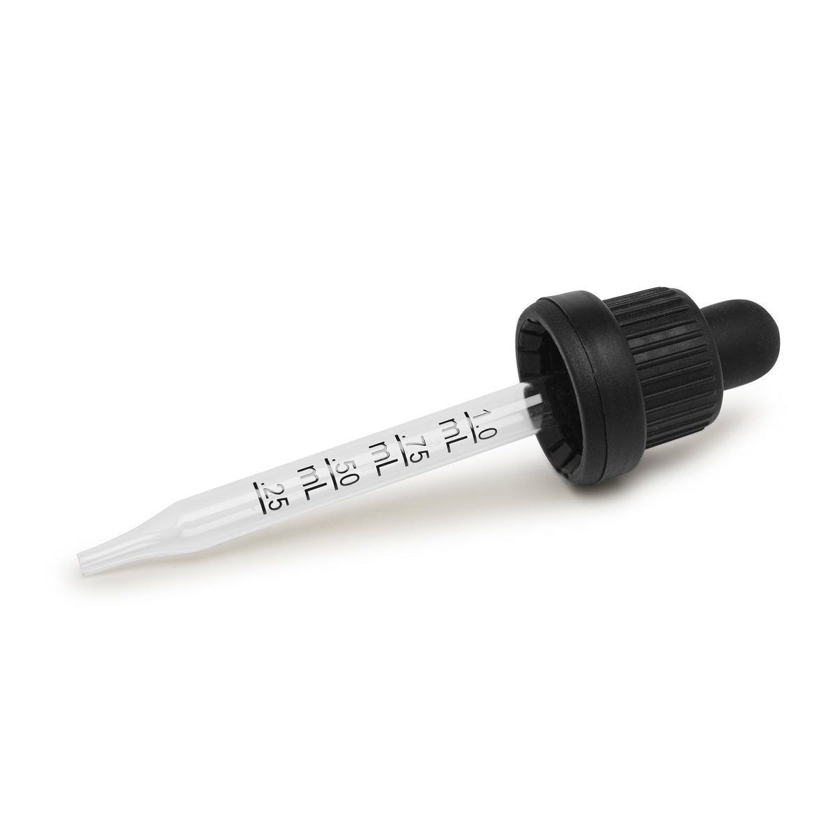 30ml Glass Dropper Bottles w/Measurement & Tamper Proof Lid | Amber Bottle & Black Cap | 120pc Carton