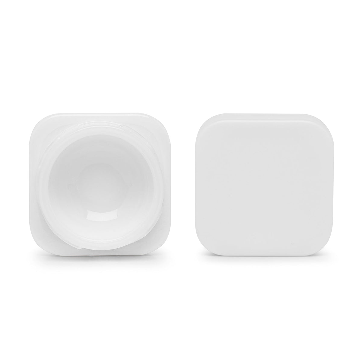 5ml Cube Glass Shoulderless Screw Top Jars w/ Child Resistant Lid (White Glass, White Lid) | 100pc Carton