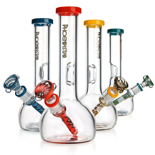 8" Bubble Base Glass Water Pipe Bong w/ NorthStar Rod | PhoenixStar Glass | Multiple Colours