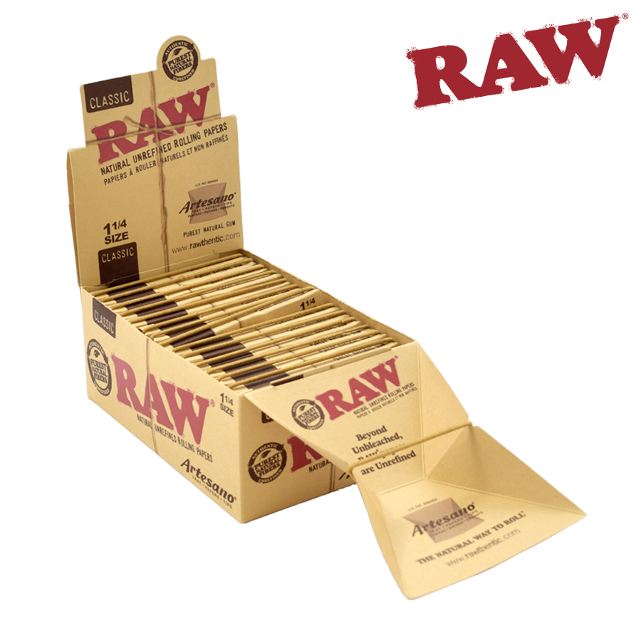 RAW Classic Artesano 1 1/4 w/ Tray, Papers, Tips | 15 Pack Box