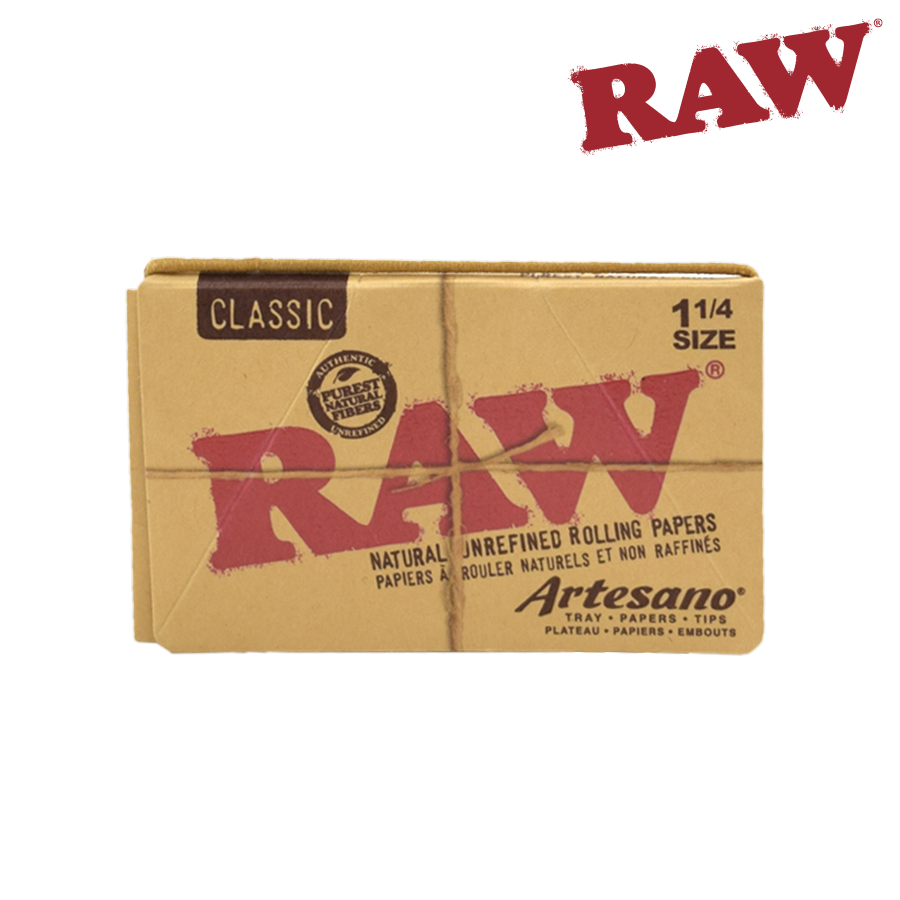 RAW Classic Artesano 1 1/4 w/ Tray, Papers, Tips | 15 Pack Box