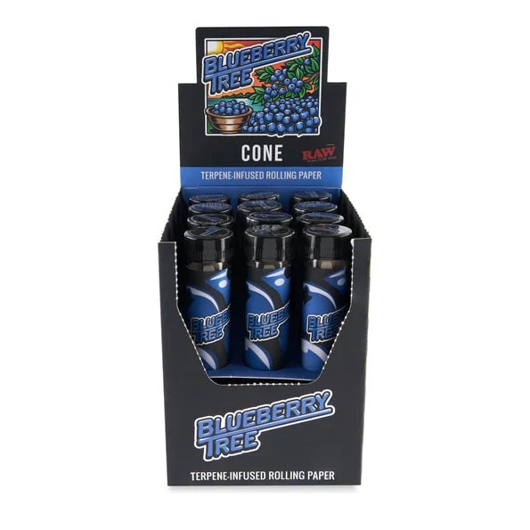 RAW x Orchard Beach | Blueberry Tree Terpene Infused Pre-Rolled Cone | King Size | 12 Pack Box