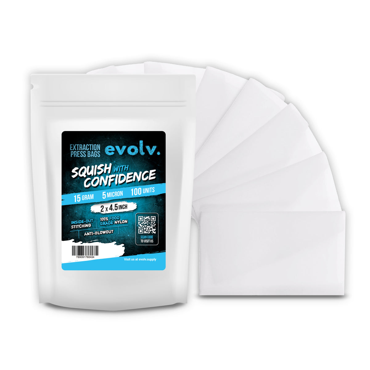 EVOLV Rosin Press Bags | 2" x 4.5" | 5u Micron | 100pc Pack
