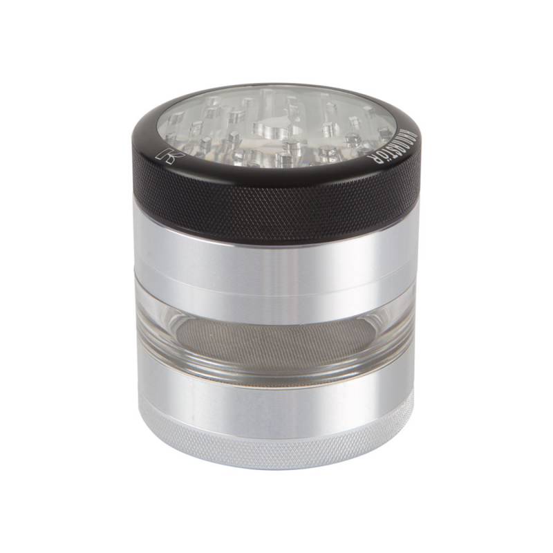 KANNASTÖR Clear Top & Jar Body Grinder | 4 Piece | 2.2" Silver