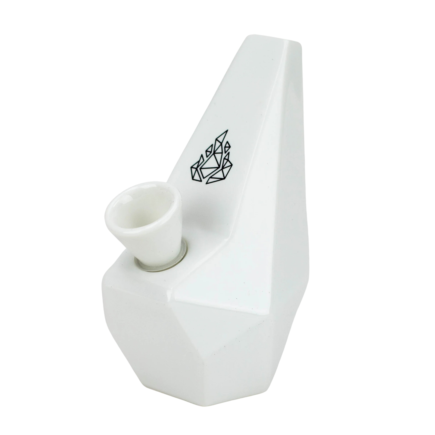6" Ceramic Polygon Bubbler Bong | BRNT | White