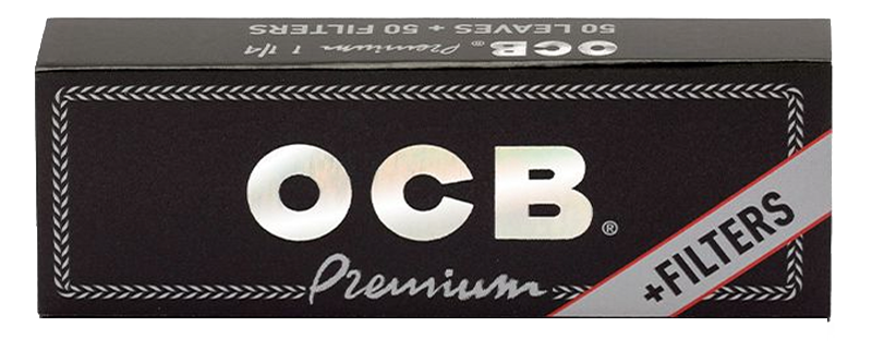 OCB Black Premium Rolling Papers + Filter Tips | Size: 1 1/4 | 25 Pack Box