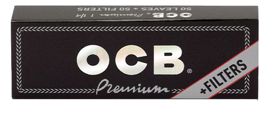OCB Black Premium Rolling Papers + Filter Tips | Size: 1 1/4 | 25 Pack Box