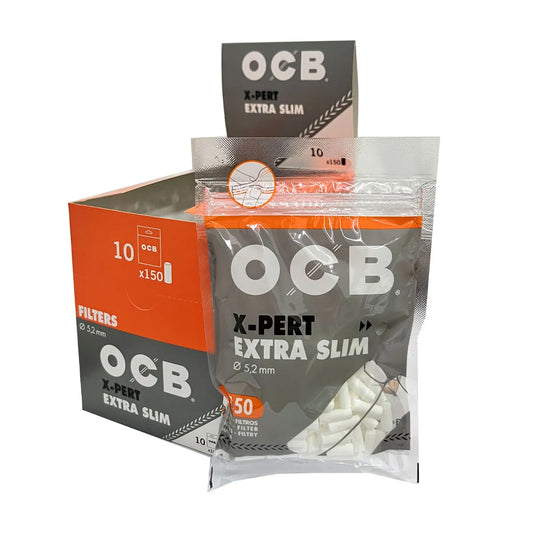 OCB X-Pert Filter Tips | Size: Slim | 150 Pack | 10 Pack Case