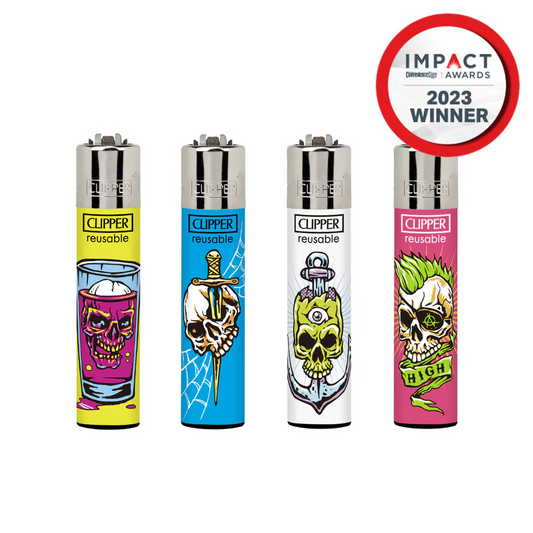Clipper | Classic Large Lighter | Reusable | Bone Portraits | 48 Pack Tray