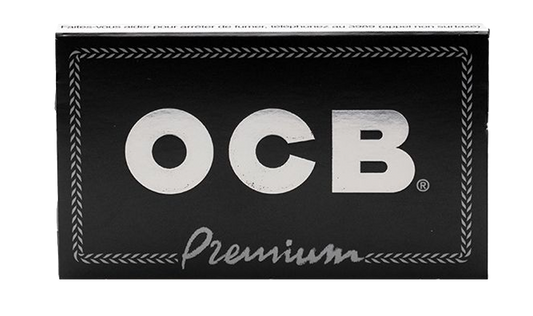 OCB Black Premium Rolling Papers | Size: Single Wide - Double Window | 25 Pack Box