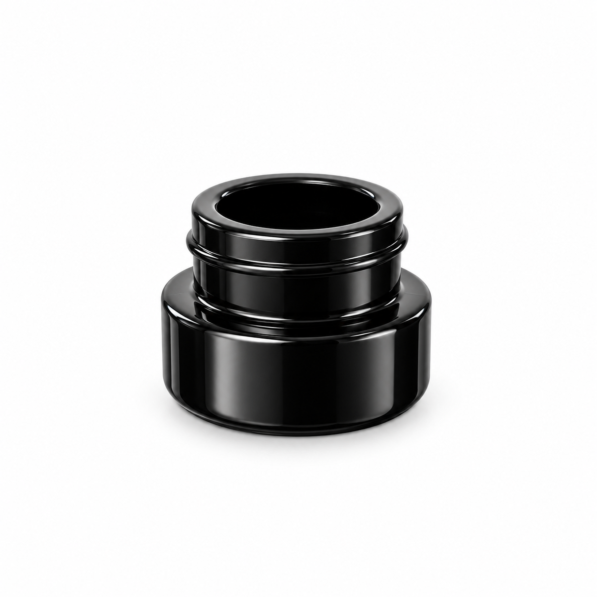 4ml CR HALO UltraViolet Glass | Round Glass Child Resistant Screw Top Jars | UV Glass w/ Semi-Gloss Black Lid | 350 Jar Case [NEW CARTON DESIGN] (Copy)