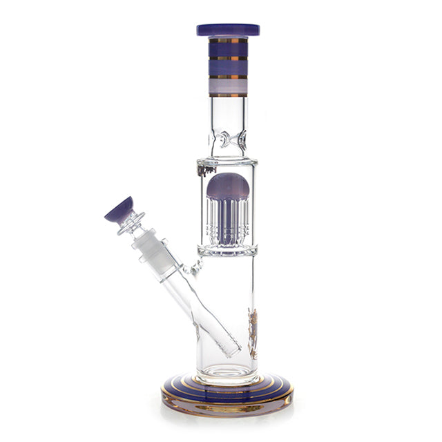 12" Straight Base Glass Water Pipe Bong w/ 8 Arm Perc | PhoenixStar Glass | Multiple Colours