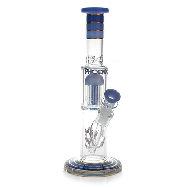 12" Straight Base Glass Water Pipe Bong w/ 8 Arm Perc | PhoenixStar Glass | Multiple Colours
