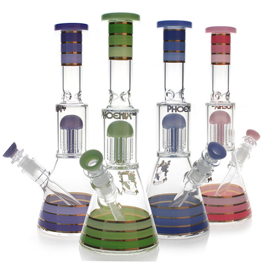 12" Beaker Base Glass Water Pipe Bong w/ 8 Arm Perc | PhoenixStar Glass | Multiple Colours