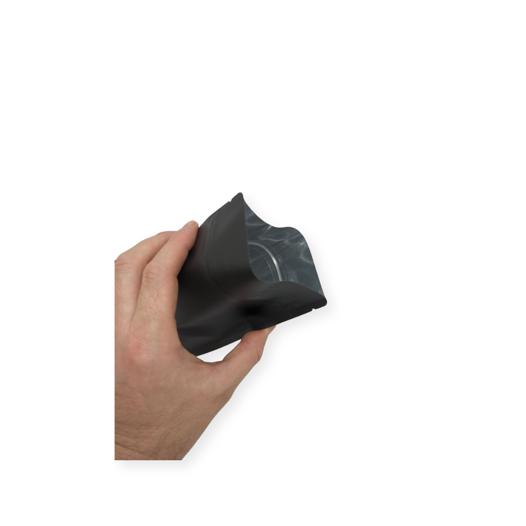 Matte Black CR Mylar 14g Stand-Up Bag | Child Resistant | 100pc Pack